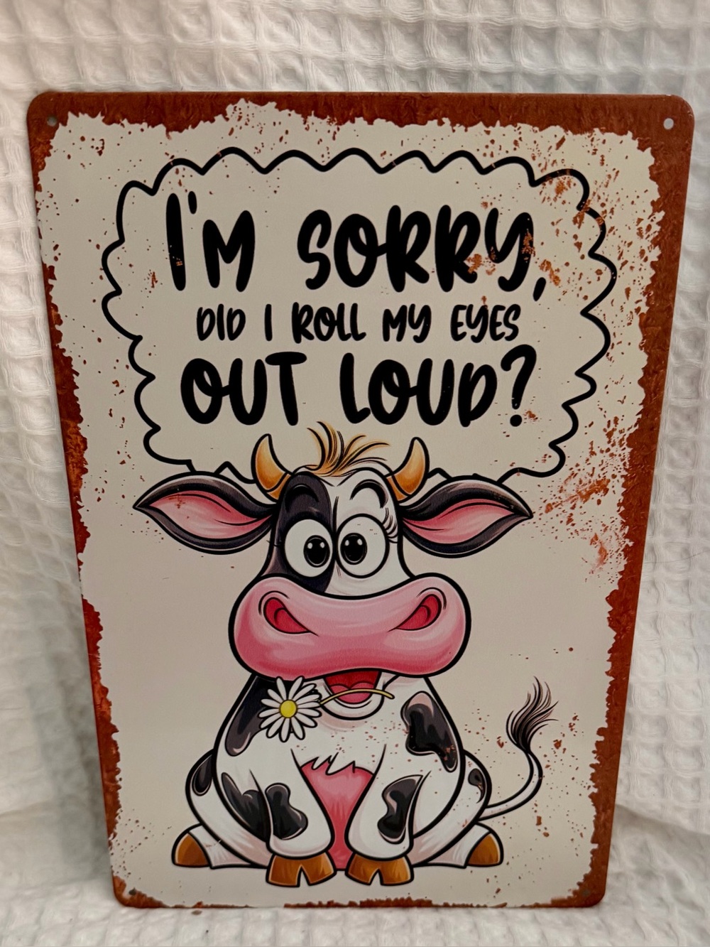 I'm Sorry Cow Wall Sign - Pink & Black Home Wall Decor
